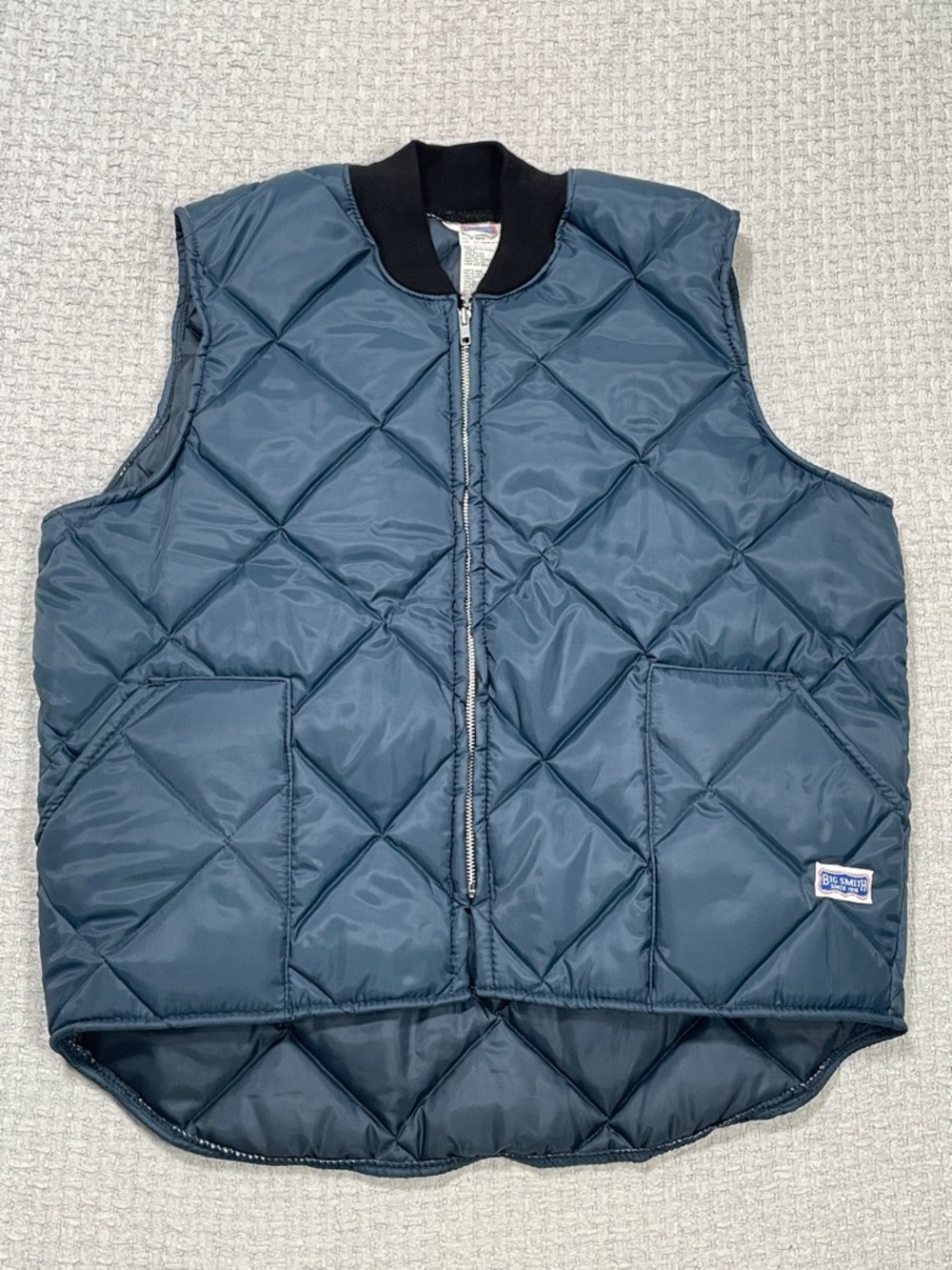 Mens Vintage Big Smith Western Puffer Vest Zip Blue Size X-Large Streetwear